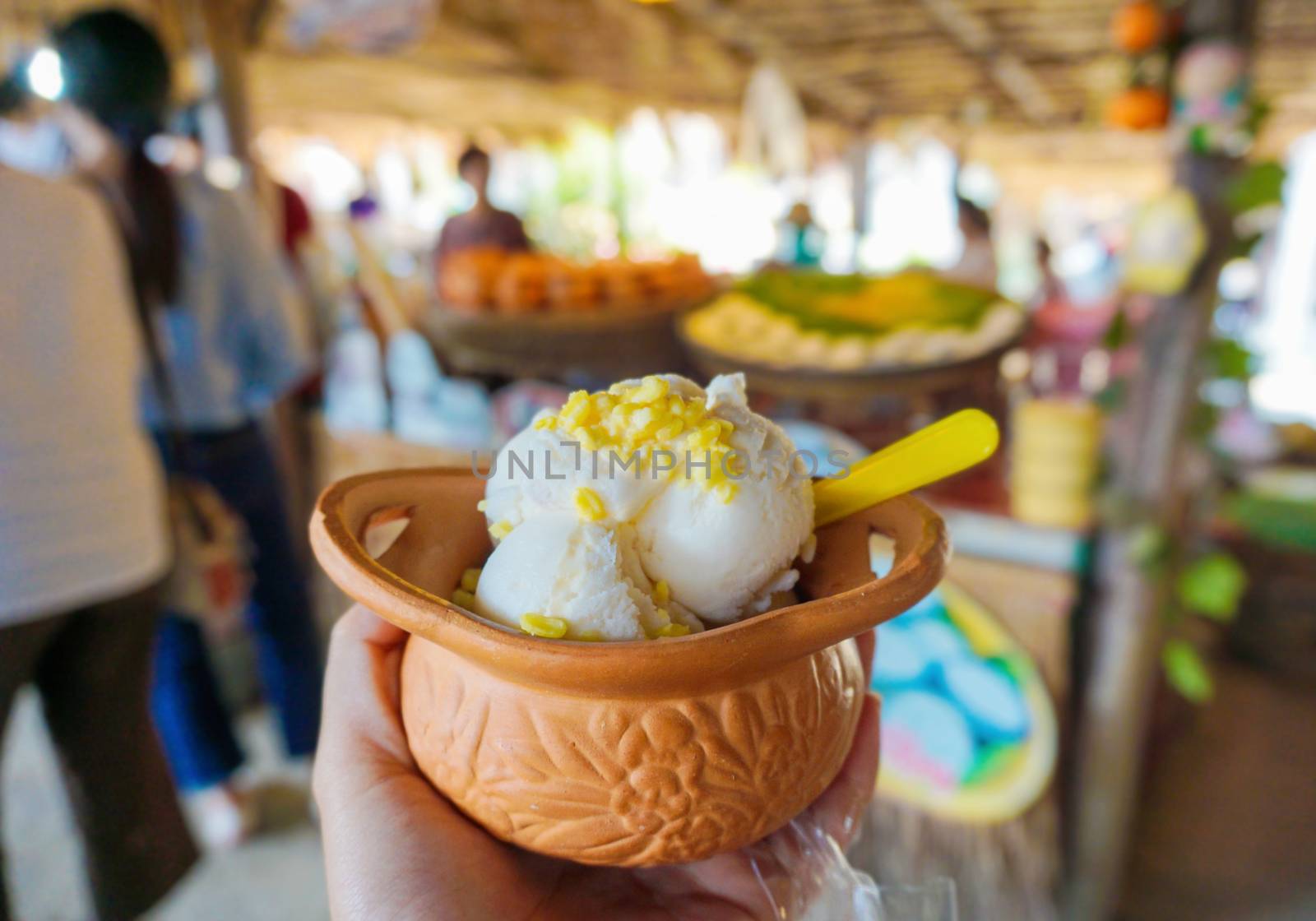 Coconut milk ice cream in clay pot. by Urvashi-A