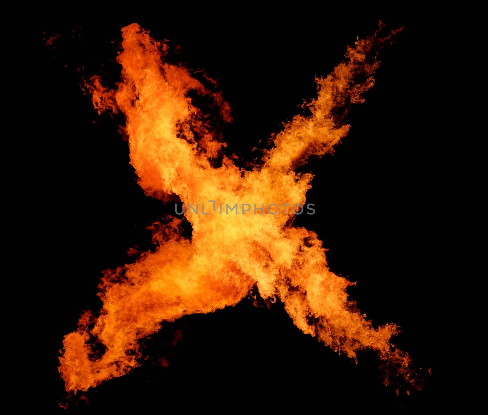 Abstract flame of fire on the black background.