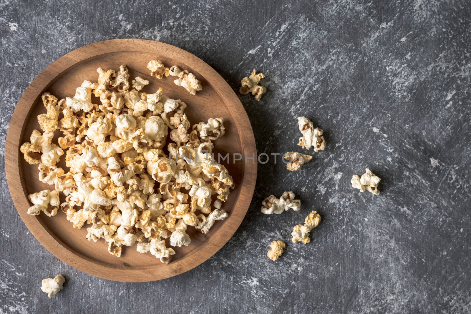 popcorn on grunge background.