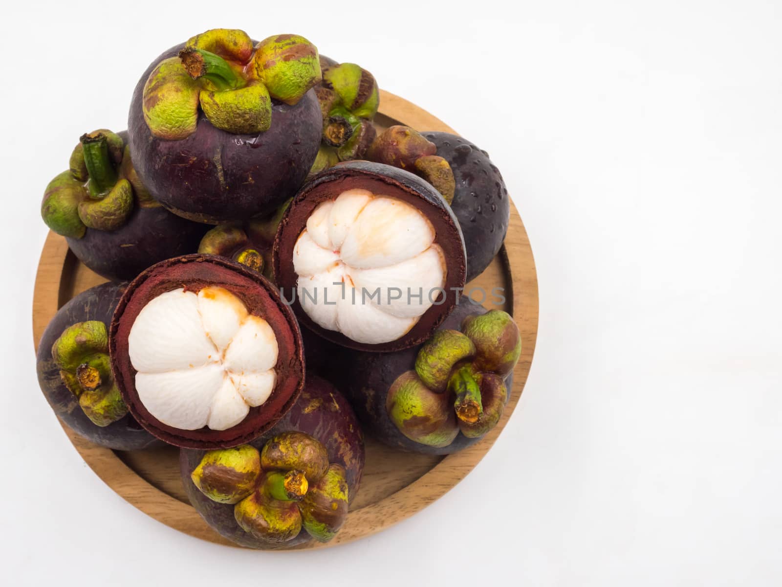Mangosteen fruit on white background.Queen of Fruits