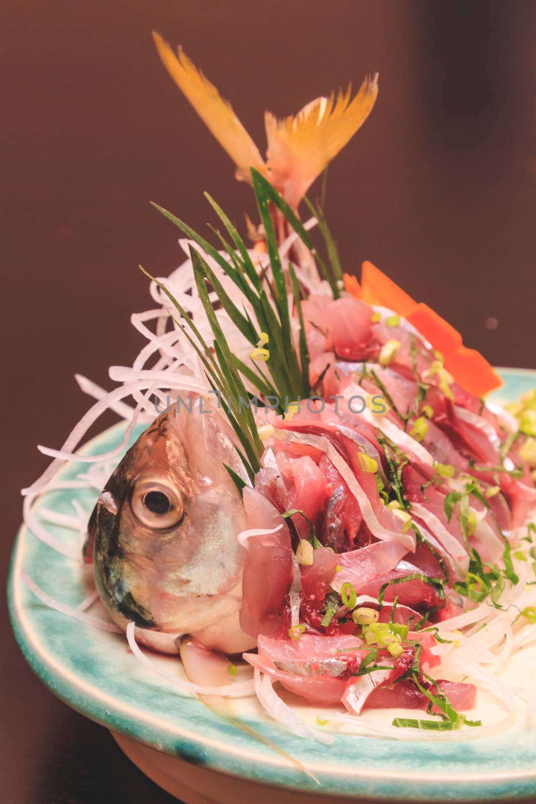 Mackerel sashimi, Japanese food by ronnarong