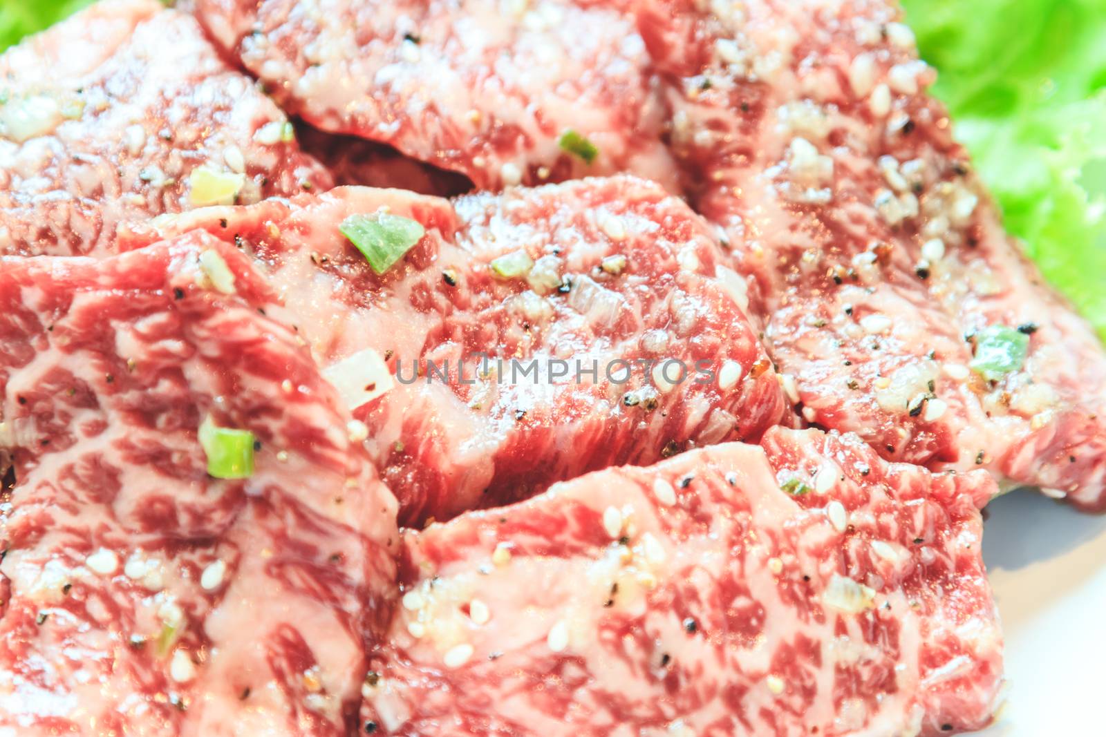 Raw beef slice for barbecue, Japanese food, Yakiniku