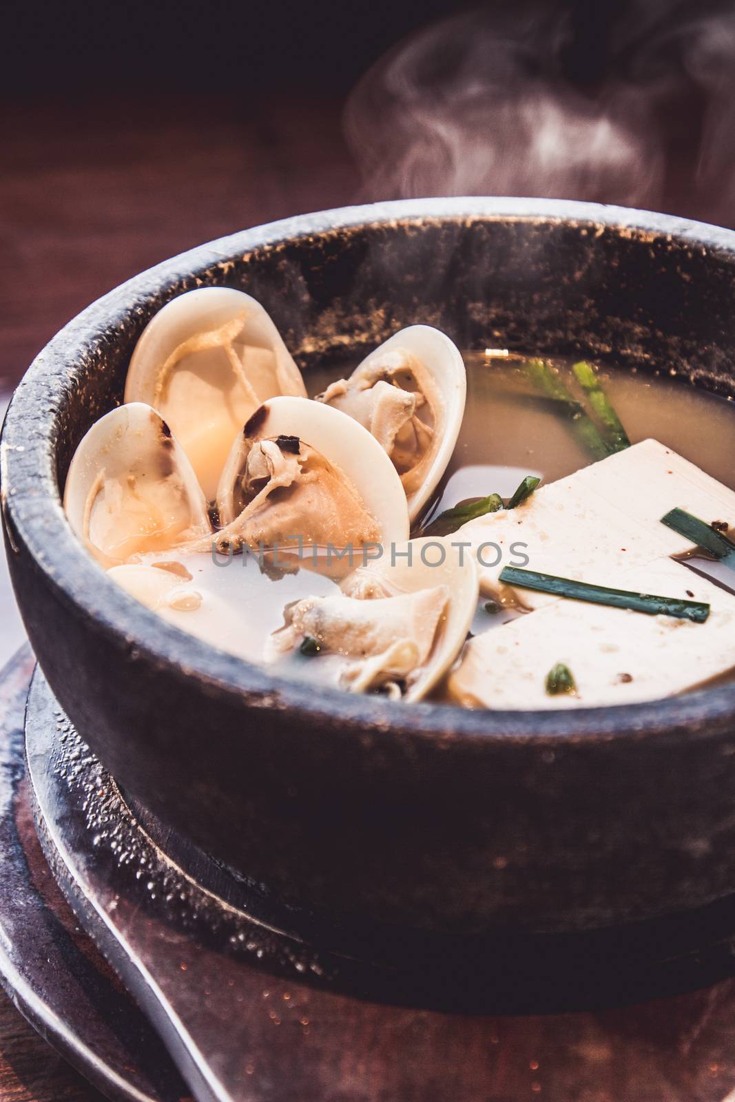 Miso Soup with tofu and shell, Japanese food