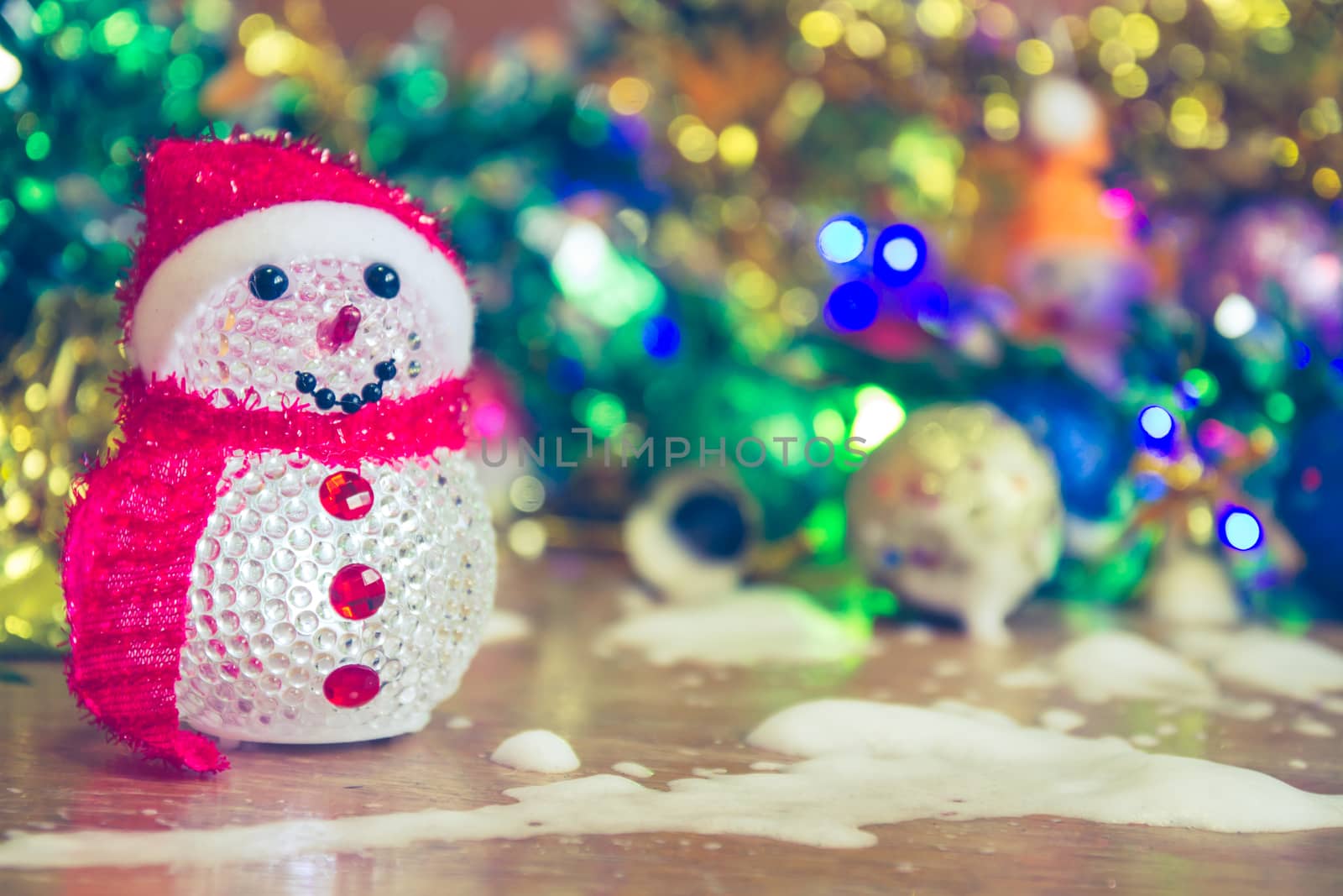 Christmas decoration on wooden table.