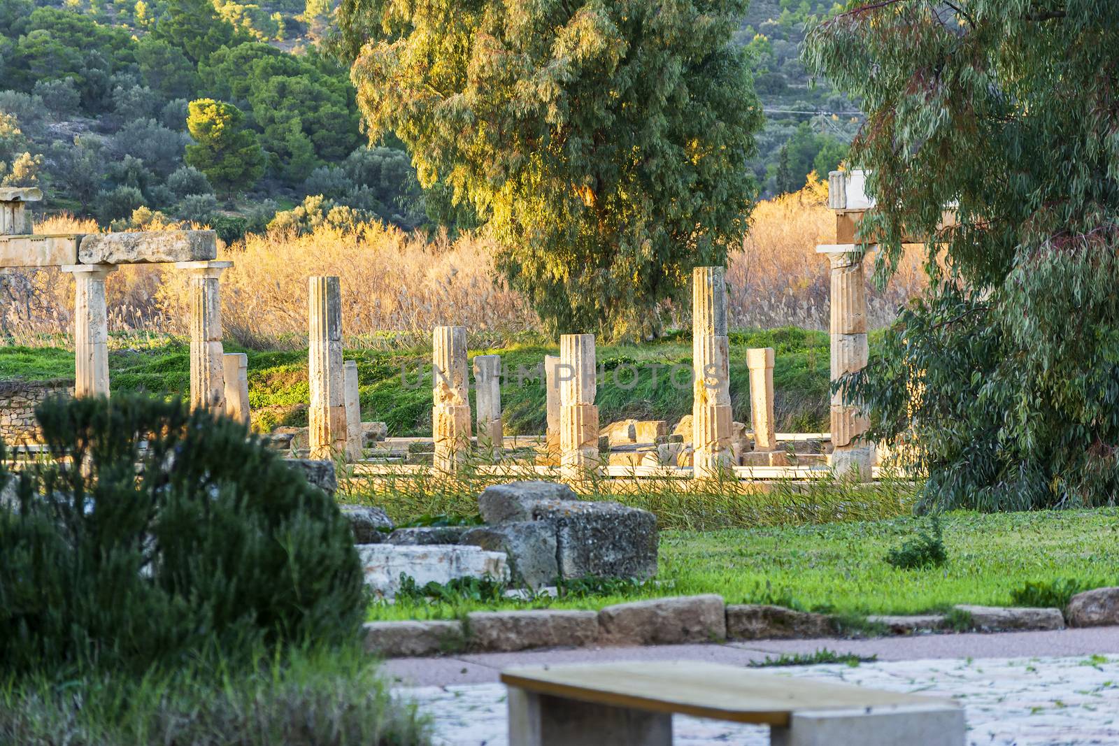 Temple of Artemis in archaeological site of Brauron, Attica, Greece by ankarb