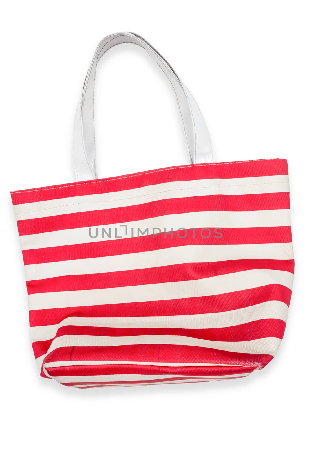 Red women bag on white background.