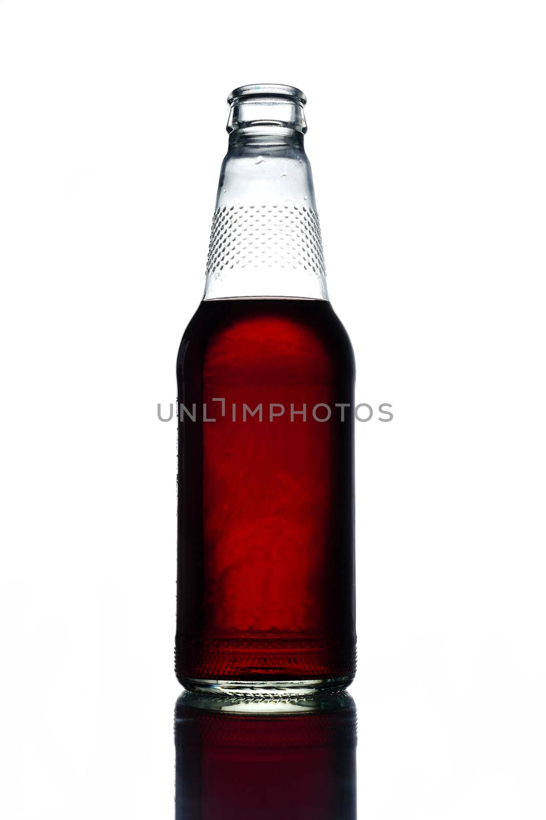 Glass bottle with alcohol on white background by ronnarong