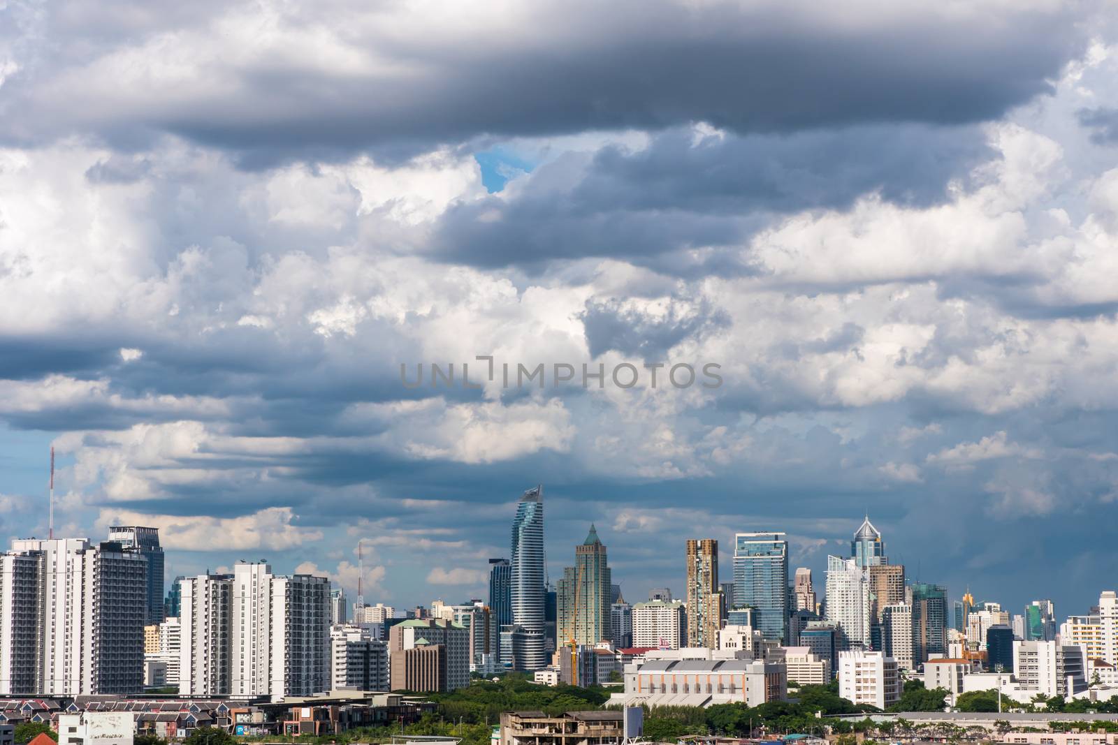 Modern building in business district at Bangkok city, Thailand.
