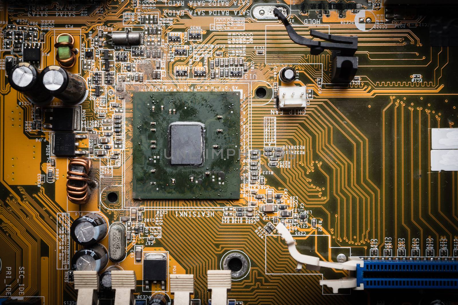 Computer circuit board, electronic technology background.