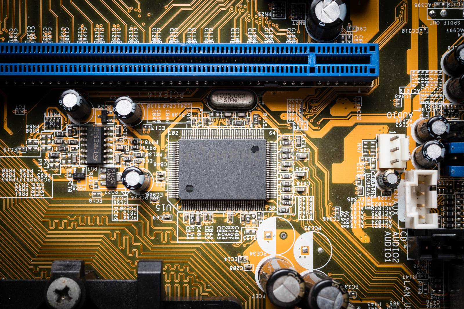 Computer circuit board, electronic technology background.