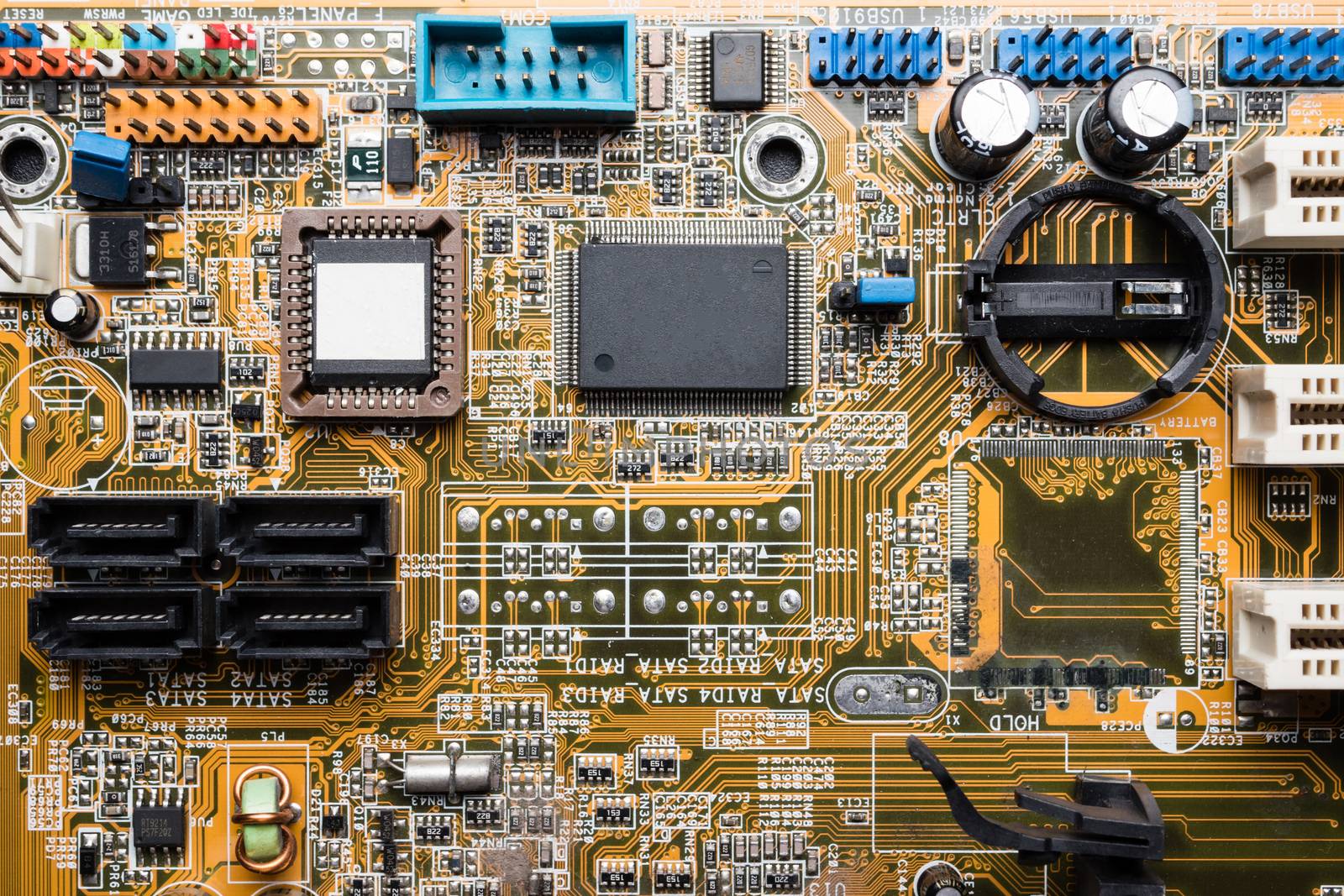 Computer circuit board, electronic technology background.