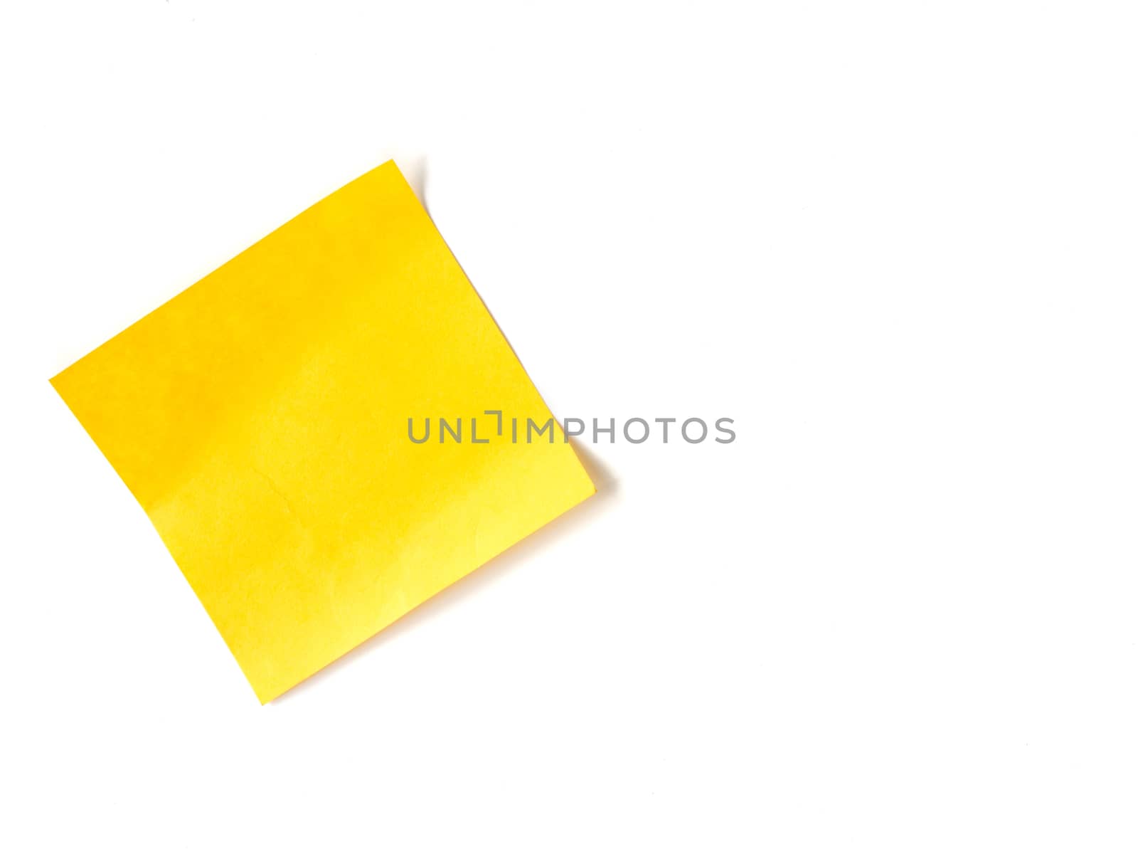 Yellow stick note paper on white background