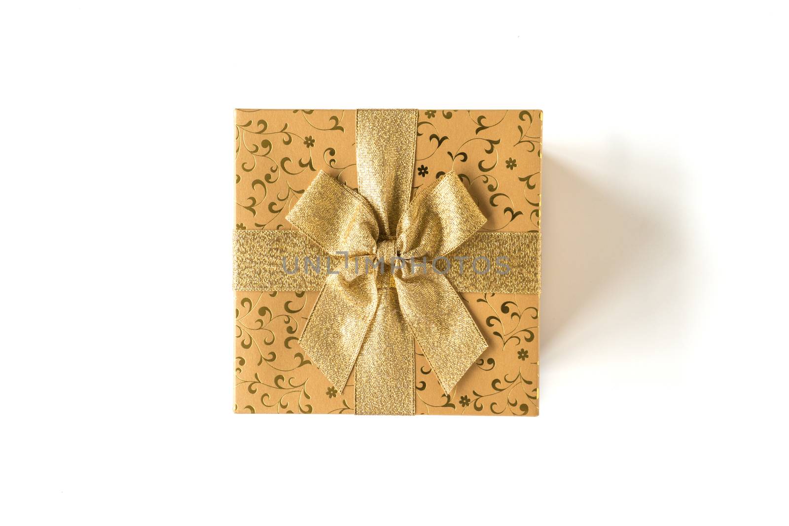 Top view of gift box on a white background.