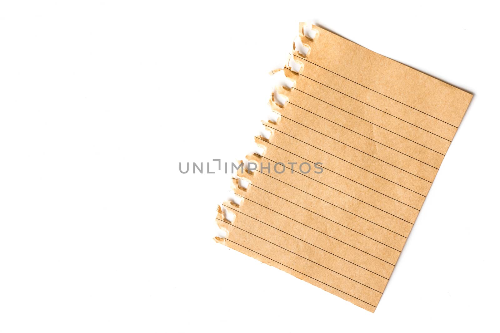 A piece of note paper on a white background. Free space for text