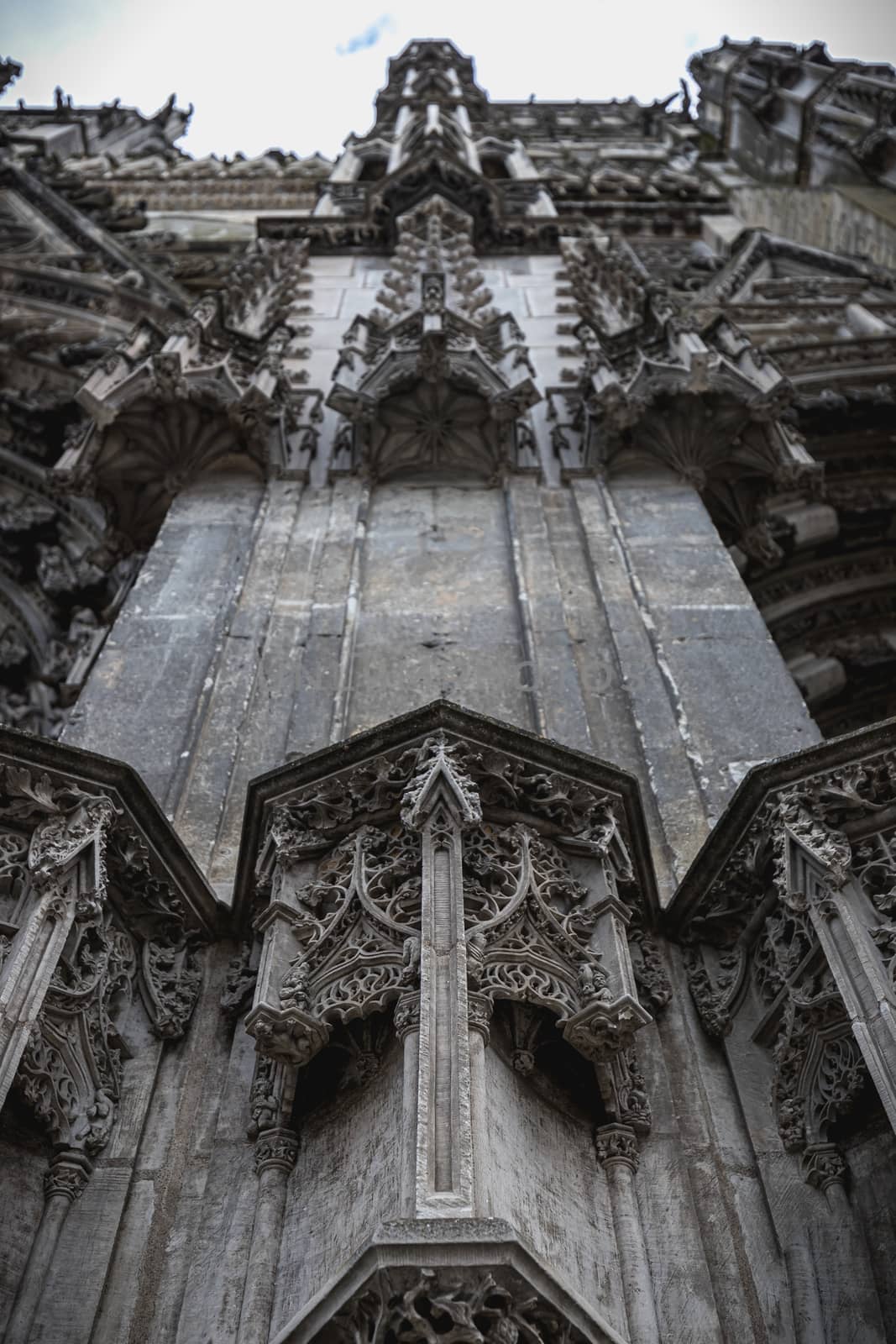 architectural detail of the Roman Catholic cathedral Saint Gatien in Tours, Indre et Loire, France