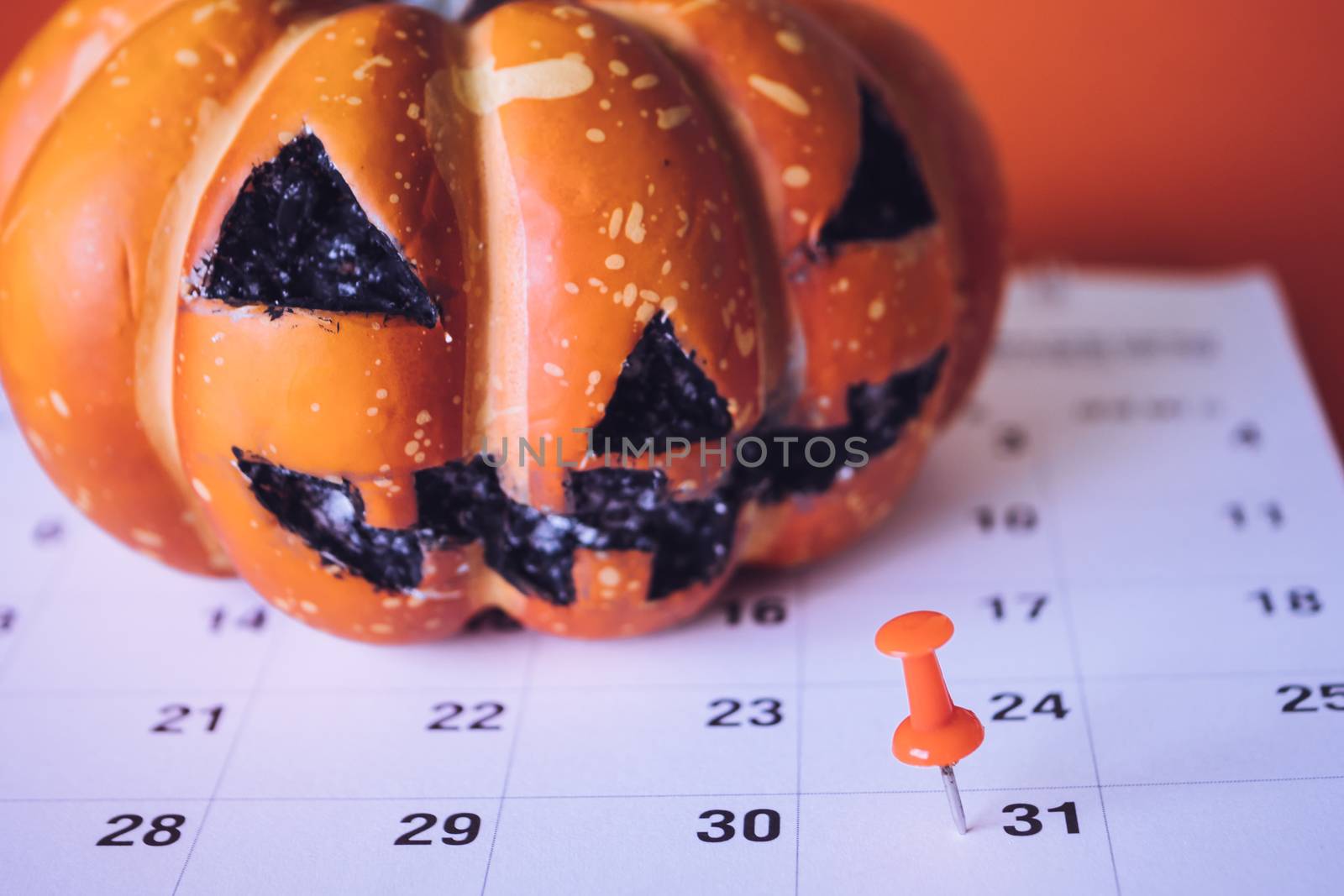 Halloween holiday concept, Pin on calendar event planning and halloween pumpkin.