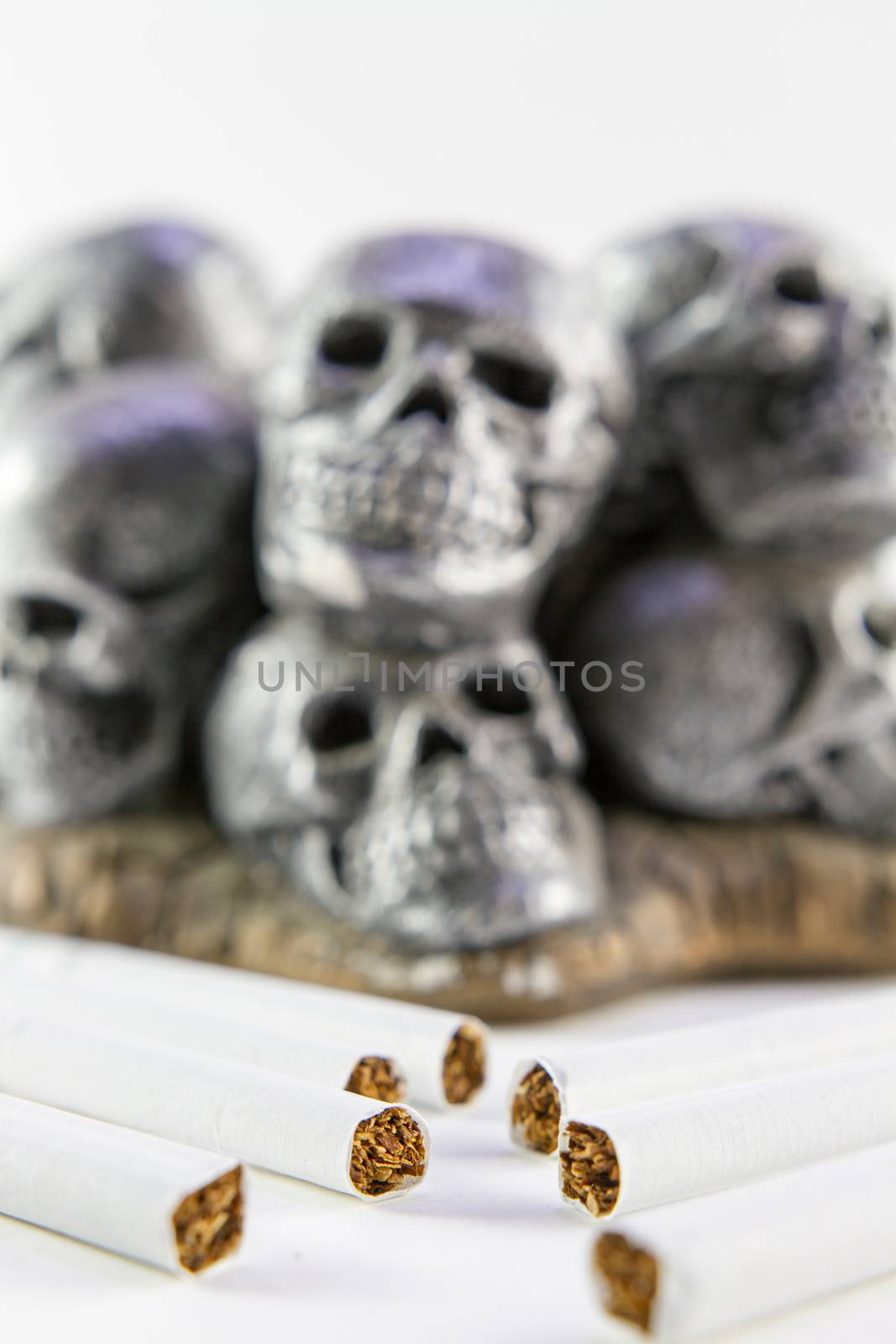 Anti smoking concept with cigarettes and skull