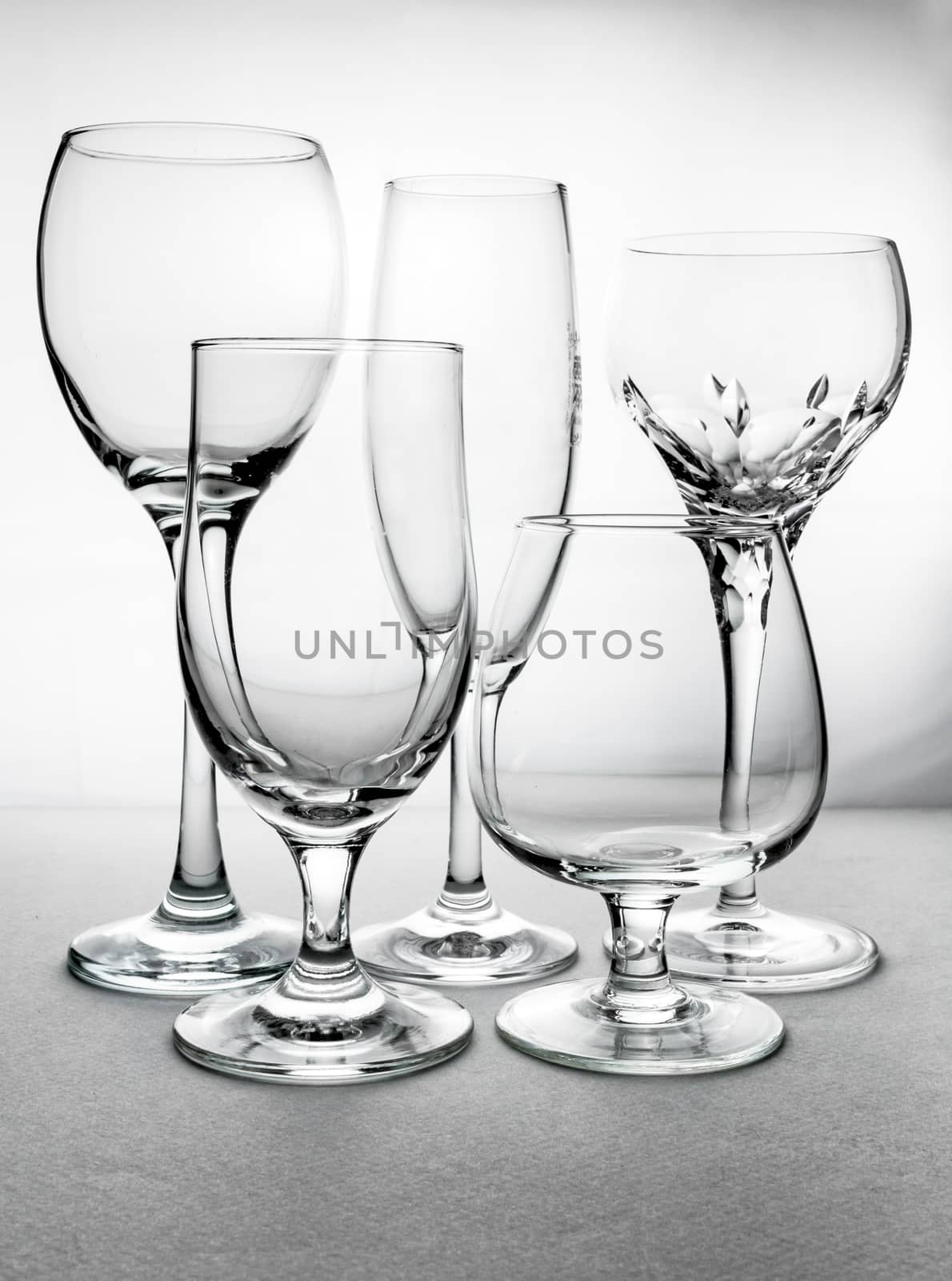 Collage of empty glasses