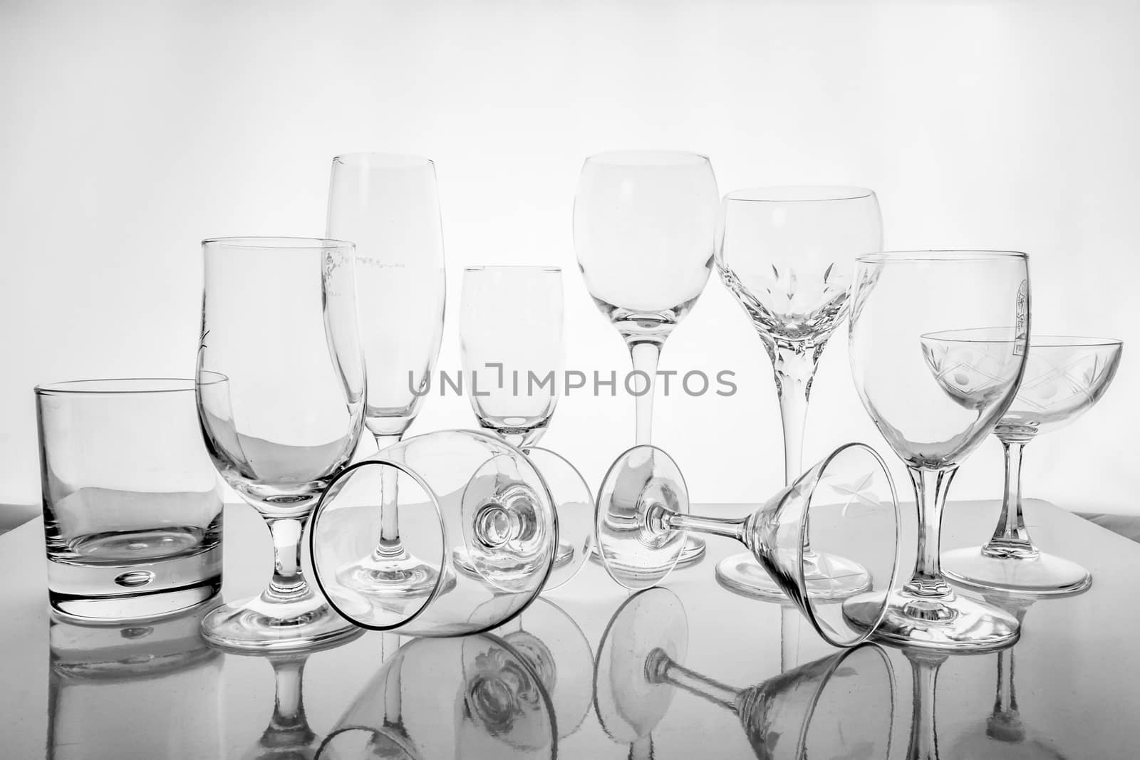 Collage of empty glasses by ronnarong