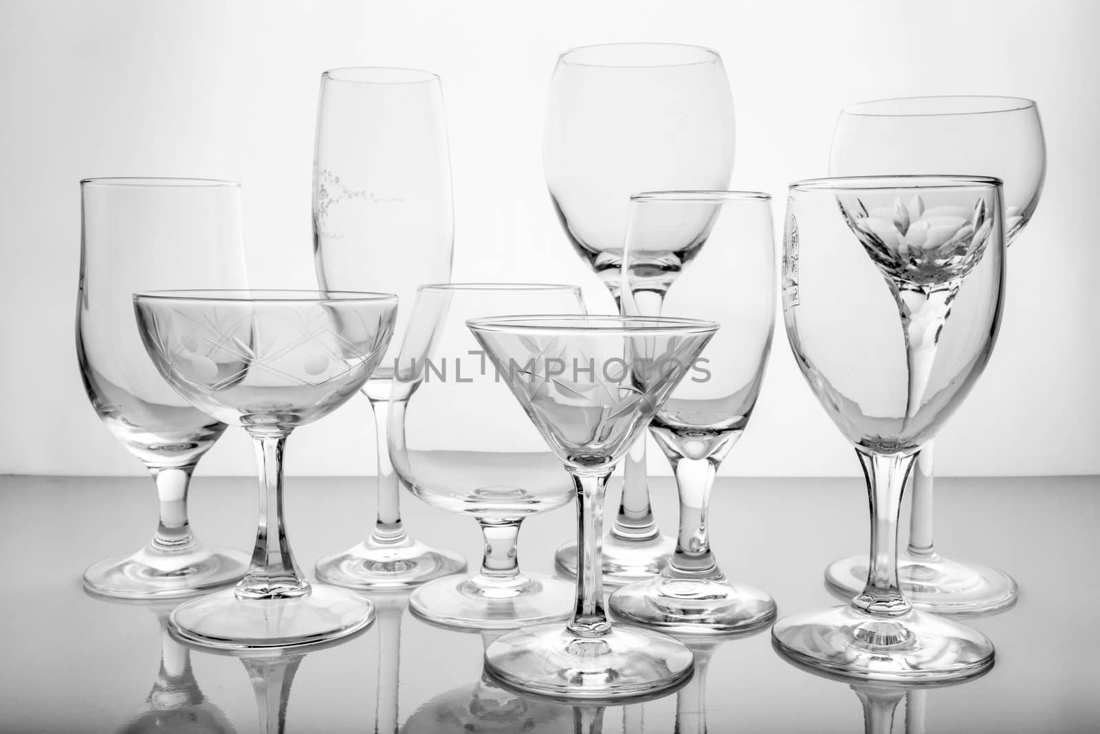 Collage of empty glasses by ronnarong