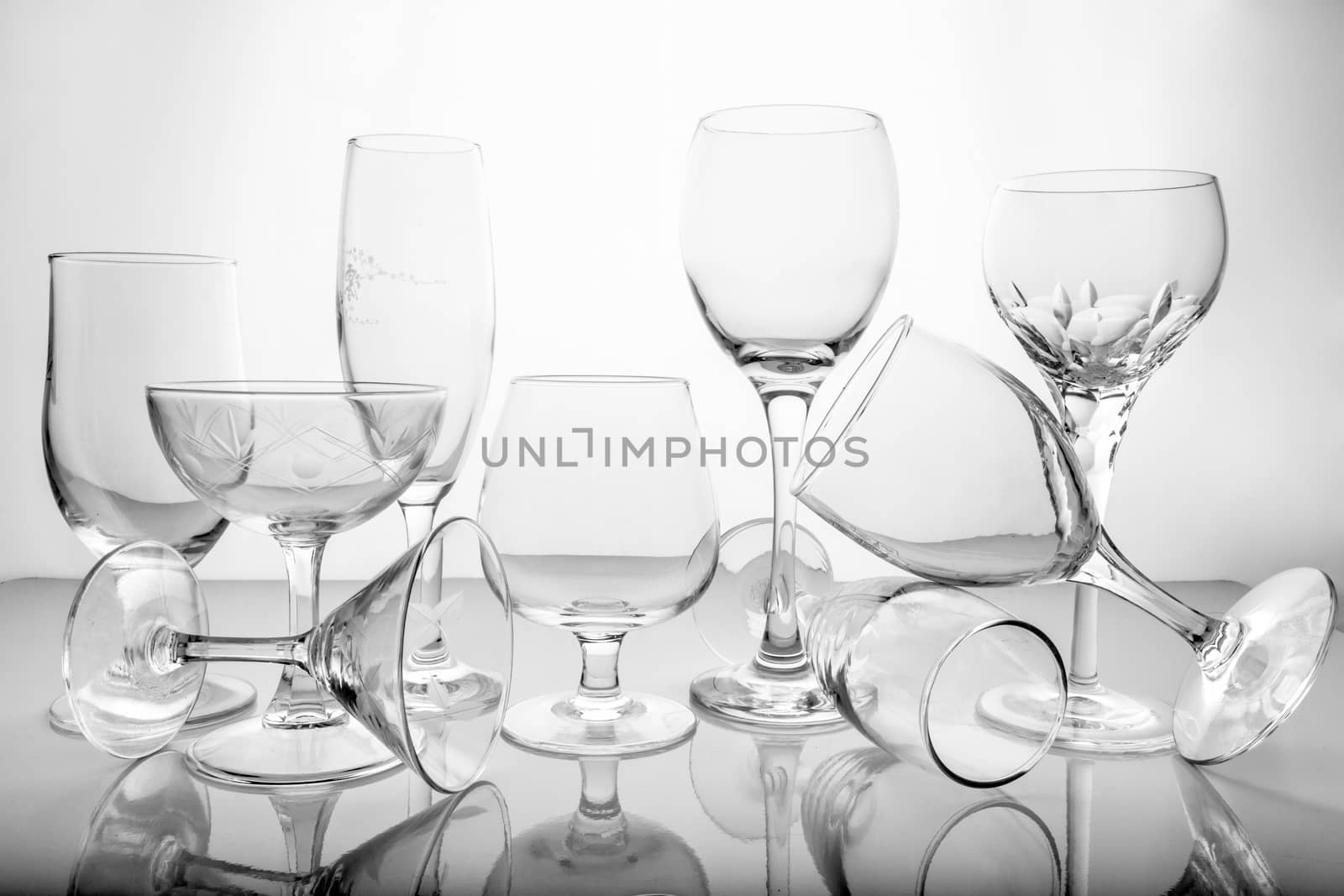 Collage of empty glasses