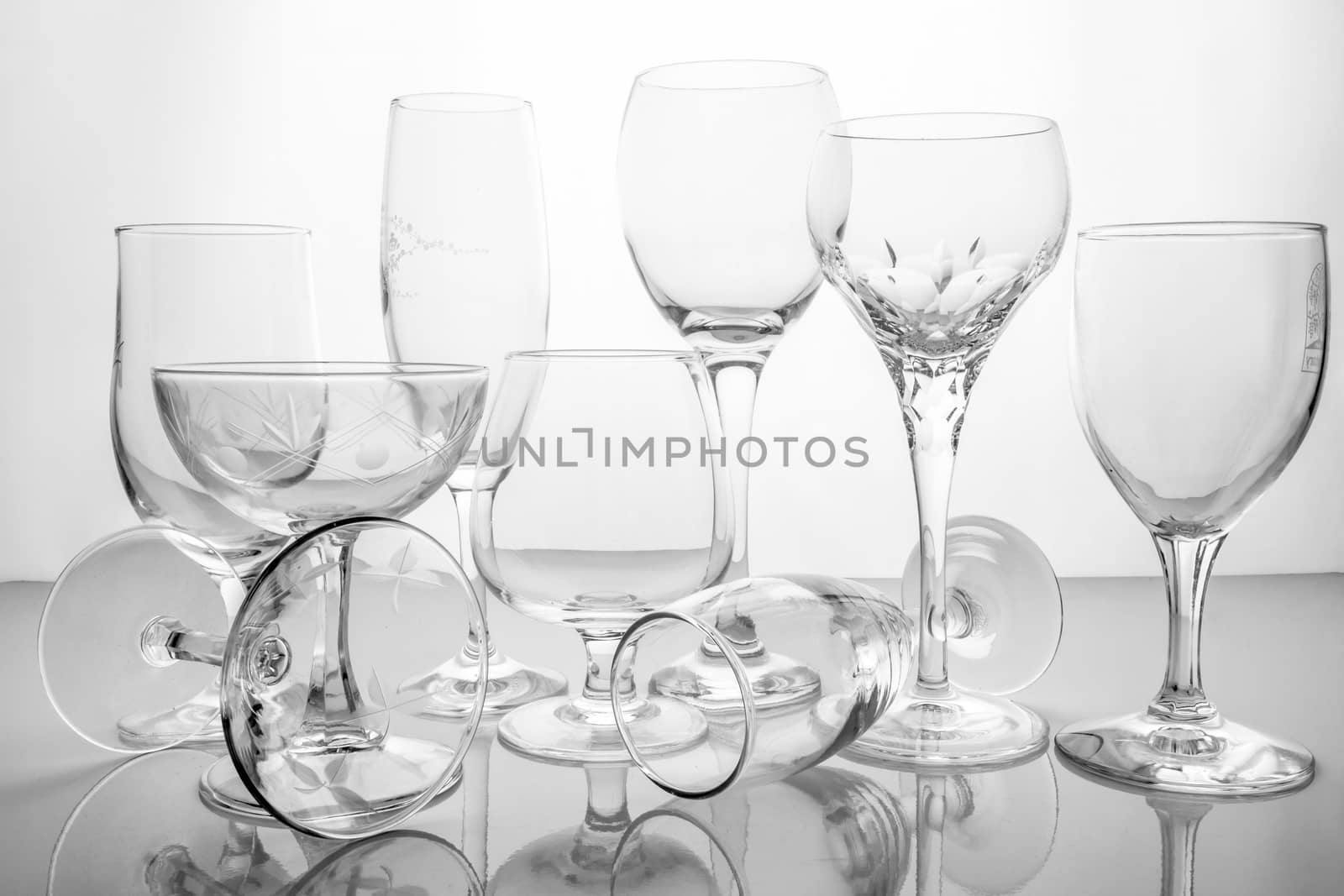 Collage of empty glasses