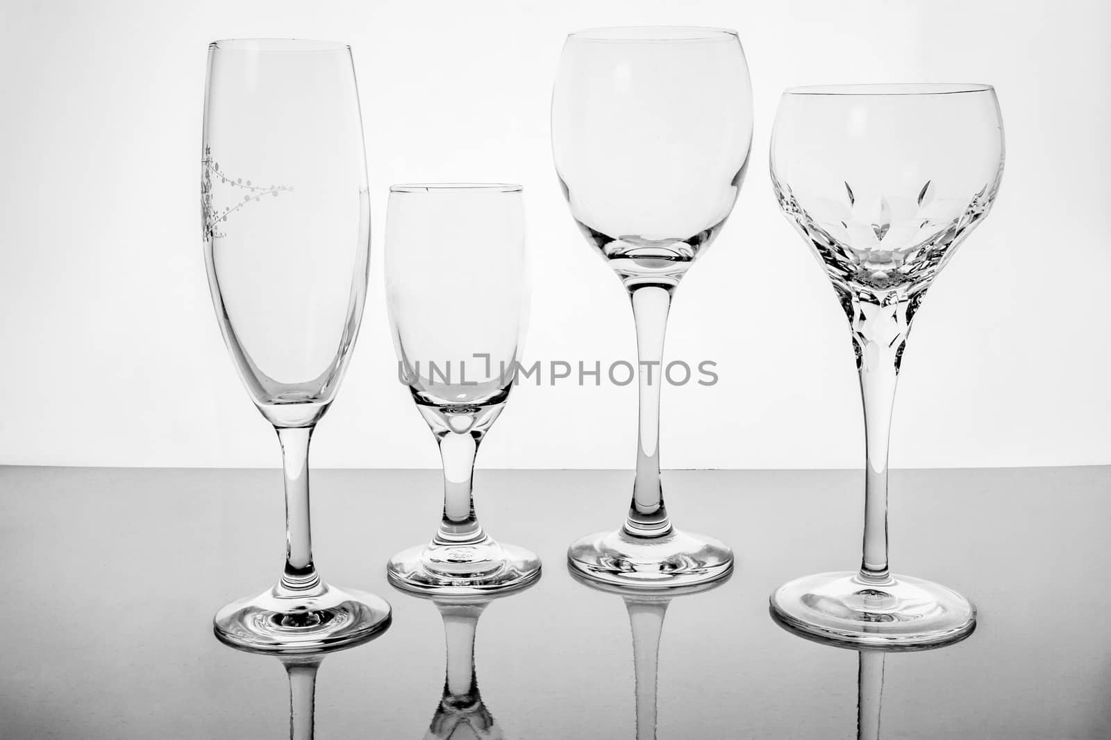 Collage of empty glasses by ronnarong