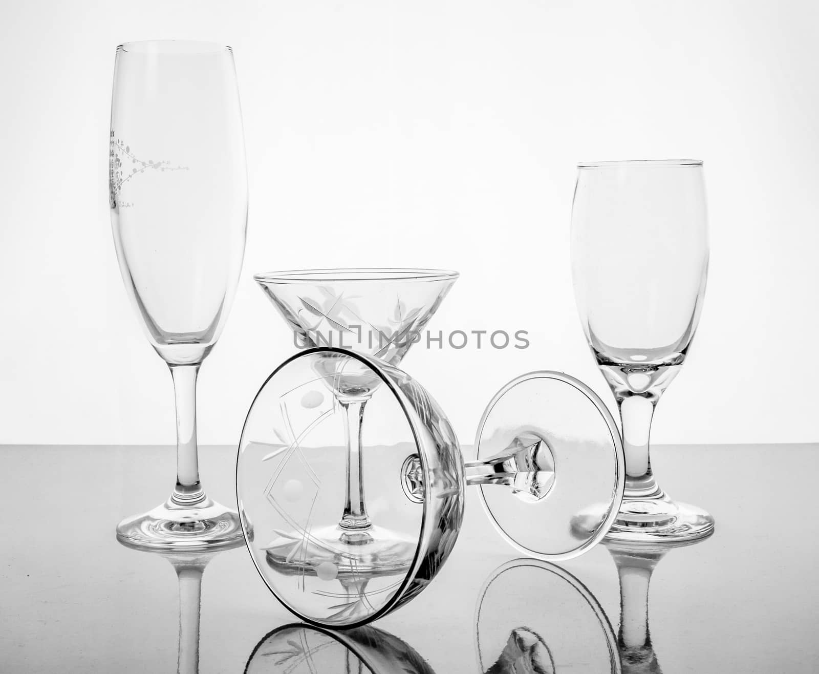 Collage of empty glasses