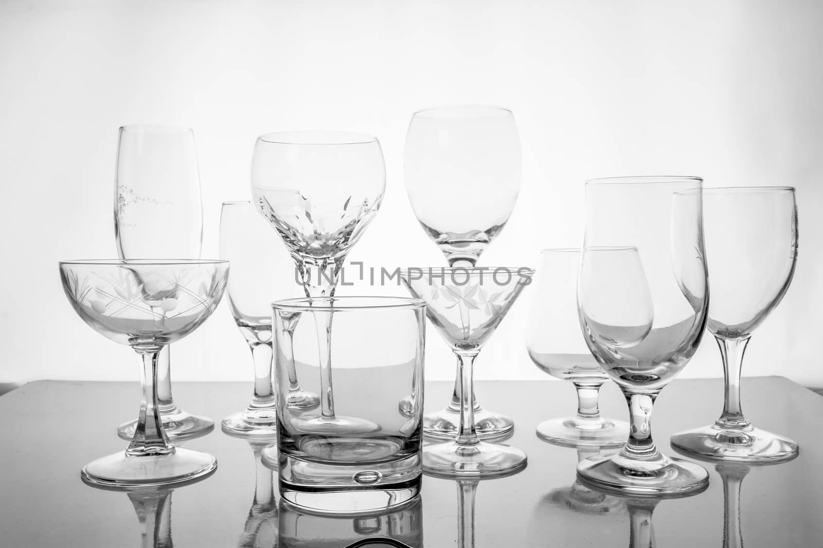 Collage of empty glasses by ronnarong