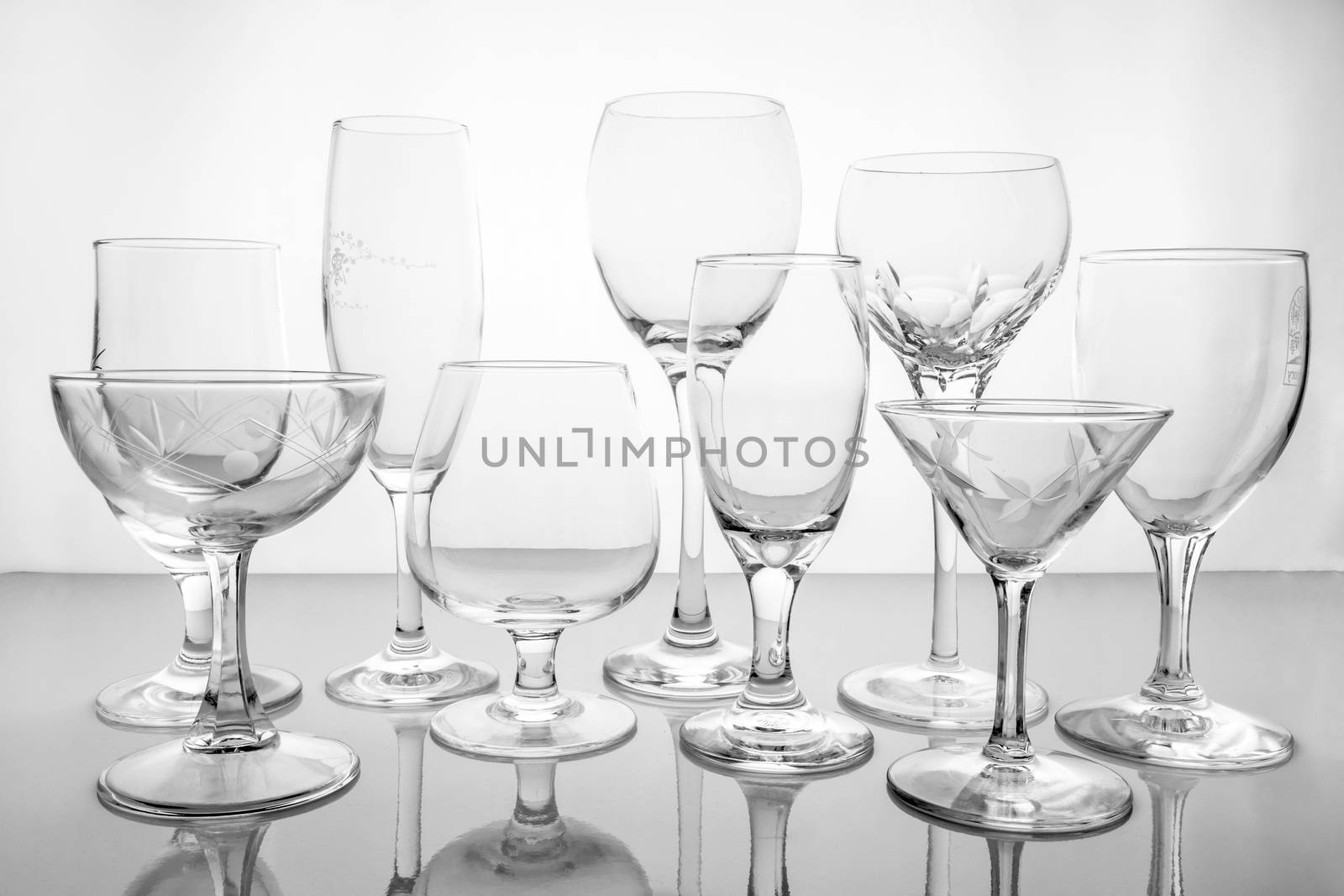 Collage of empty glasses