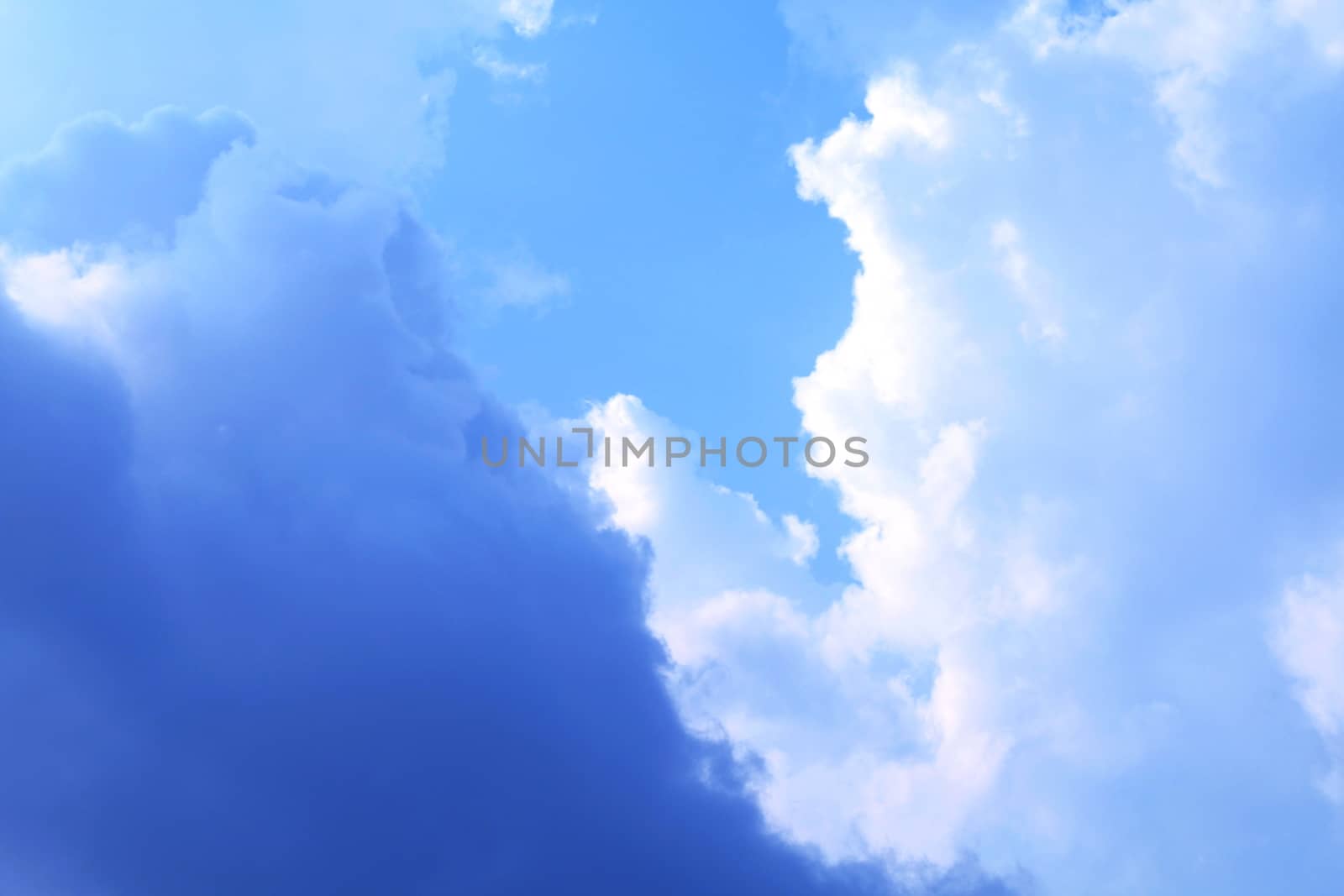 Beautiful blue sky with clouds background and bright lighting clear on Summer