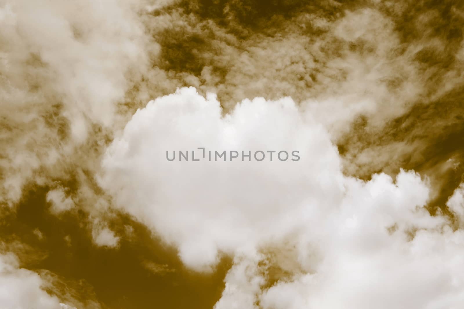 Heart shaped clouds in the sky, Valentine Background Gold color themes sweet shaped clouds of Heart