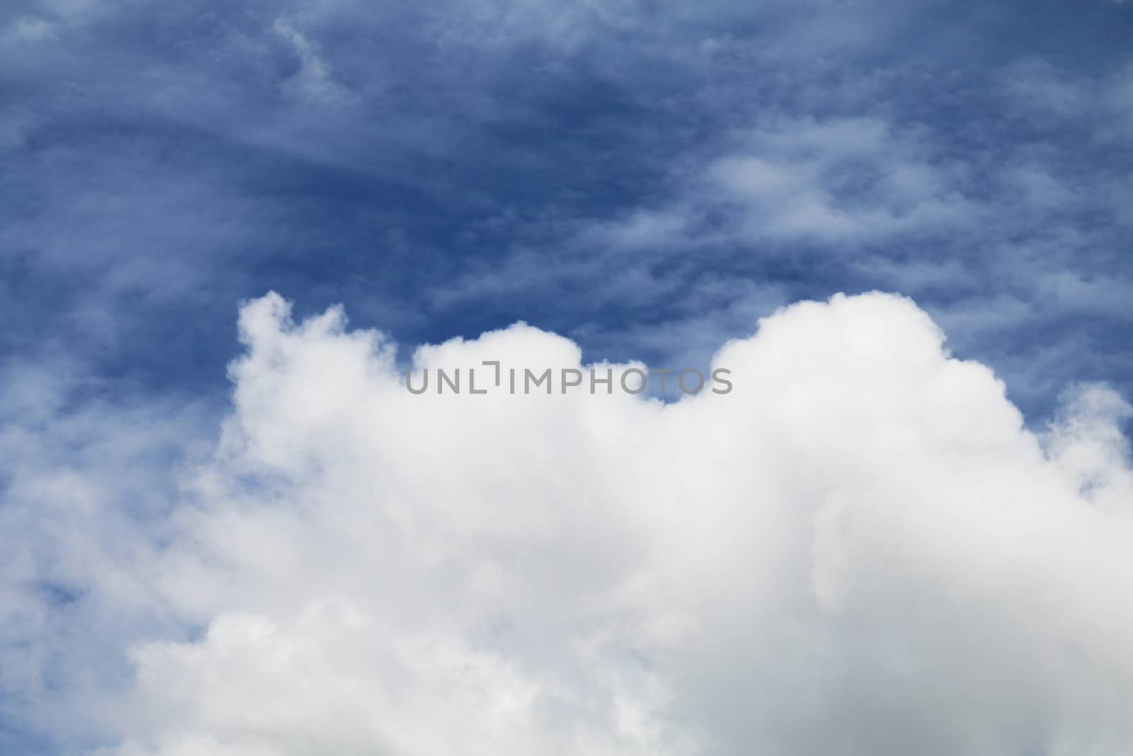 Beautiful blue sky with clouds for background and bright lighting clear on Summer