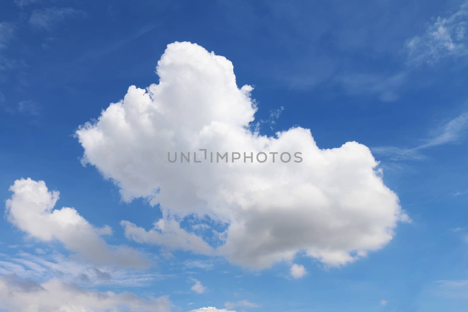 Beautiful blue sky with clouds for background and bright lighting clear on Summer