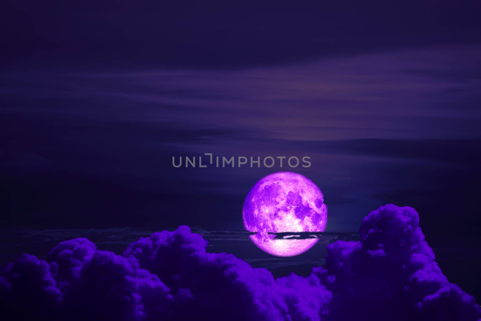 old moon back on silhouette colorful heap cloud on night sky, Elements of this image furnished by NASA