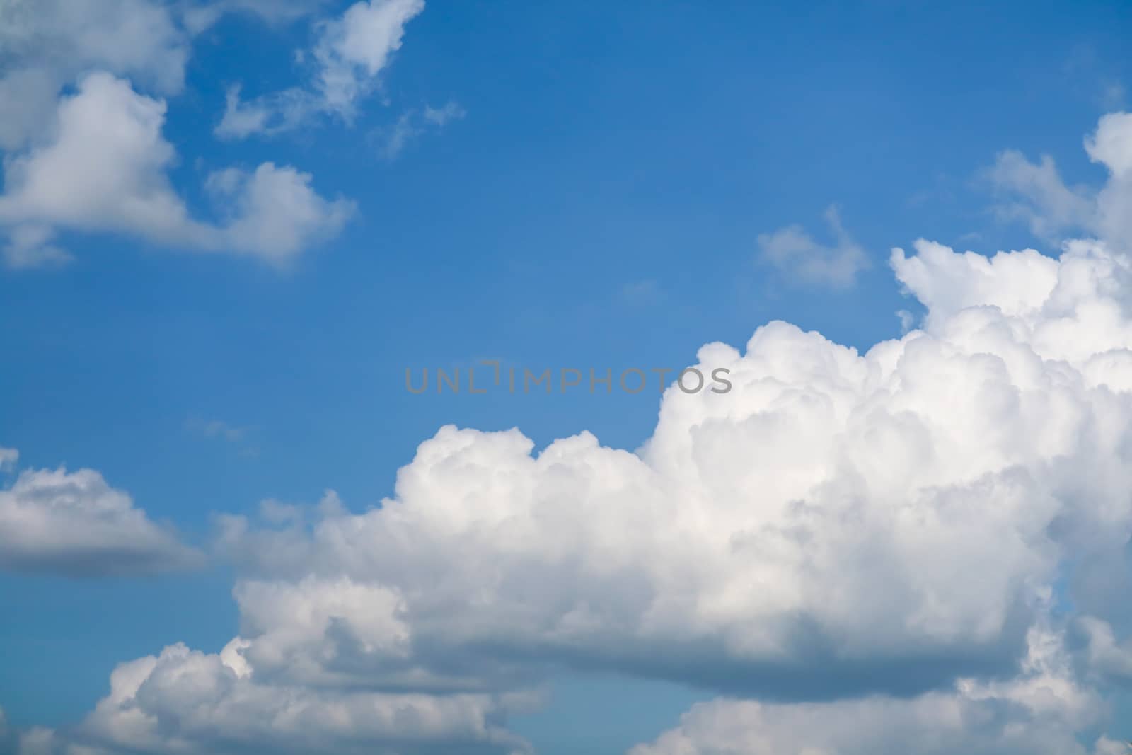 blue sky soft white huge heap cloud sunshine in summer background