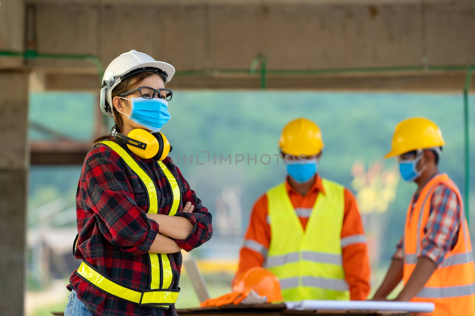 Engineer wearing protective mask to Protect Against Covid-19 by Visoot