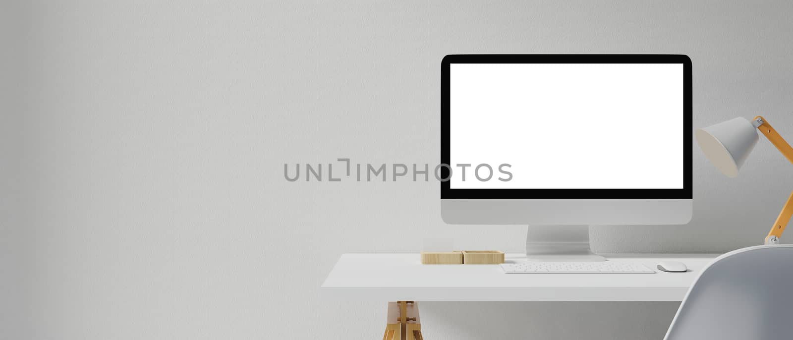 Workspace with mockup blank screen computer by ijeab