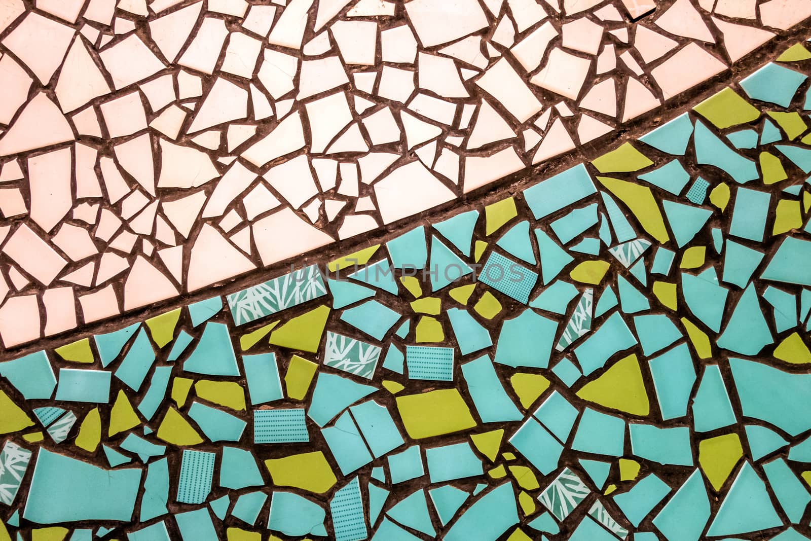 Wall Broken ceramic tiles mosaic seamless pattern colors green white tile-shard