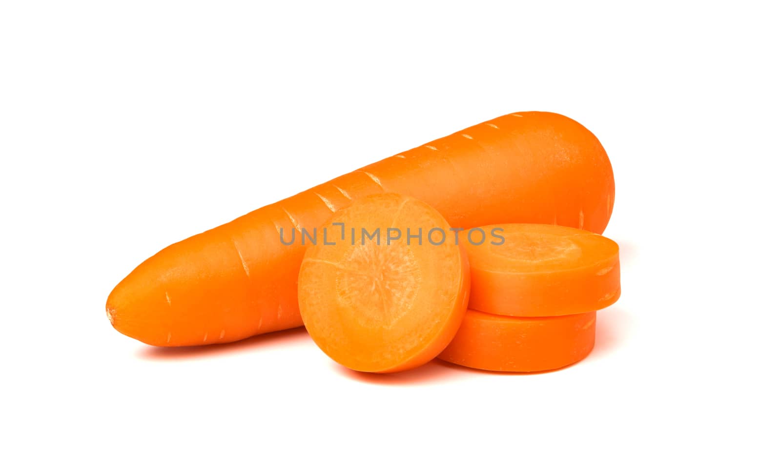 Fresh carrots isolated on white background. Close up of carrots.