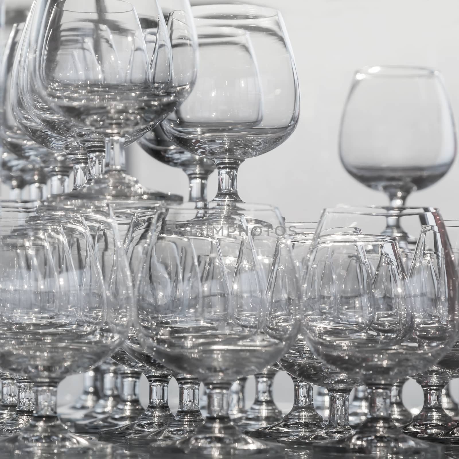 Empty transparency wine glass set glasses isolated on white