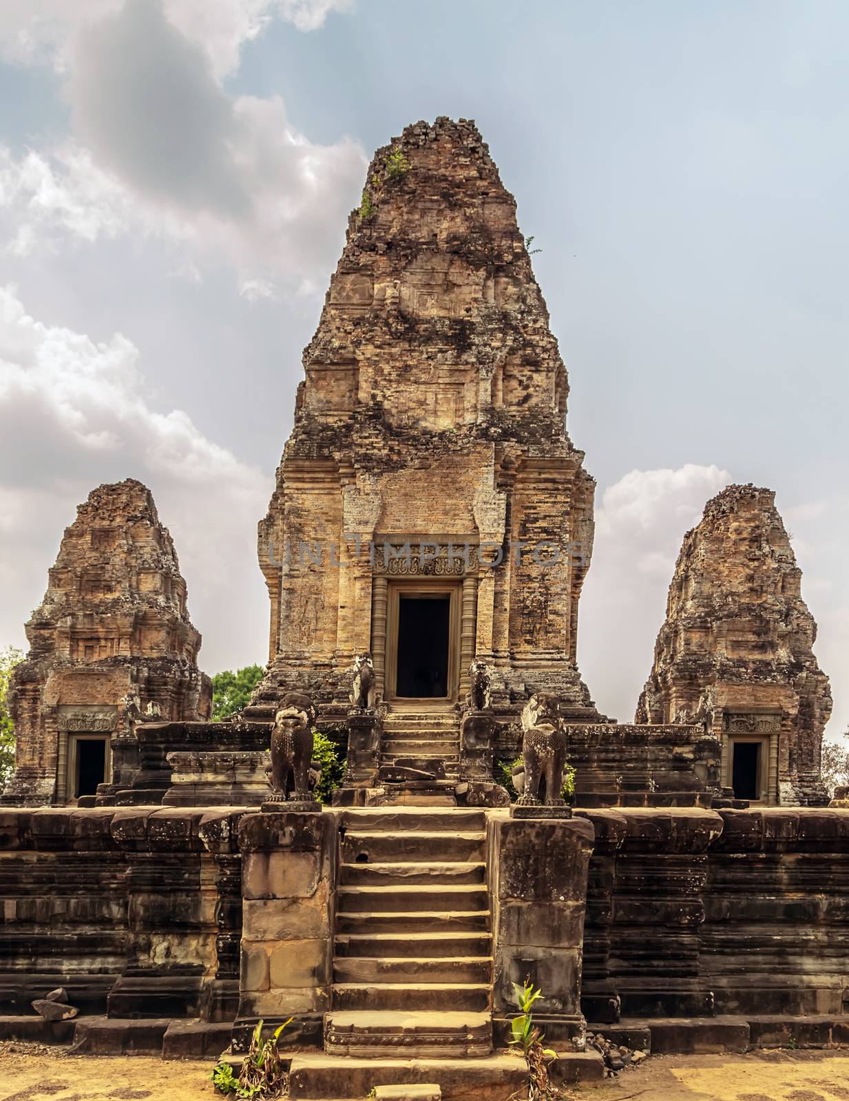 East Mebon Temple ruins Angkor Wat complex Siem Reap Cambodia.