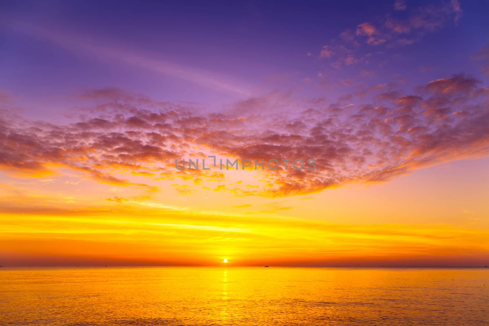 Colorful Ocean Sea water Sunset light beautiful clouds background