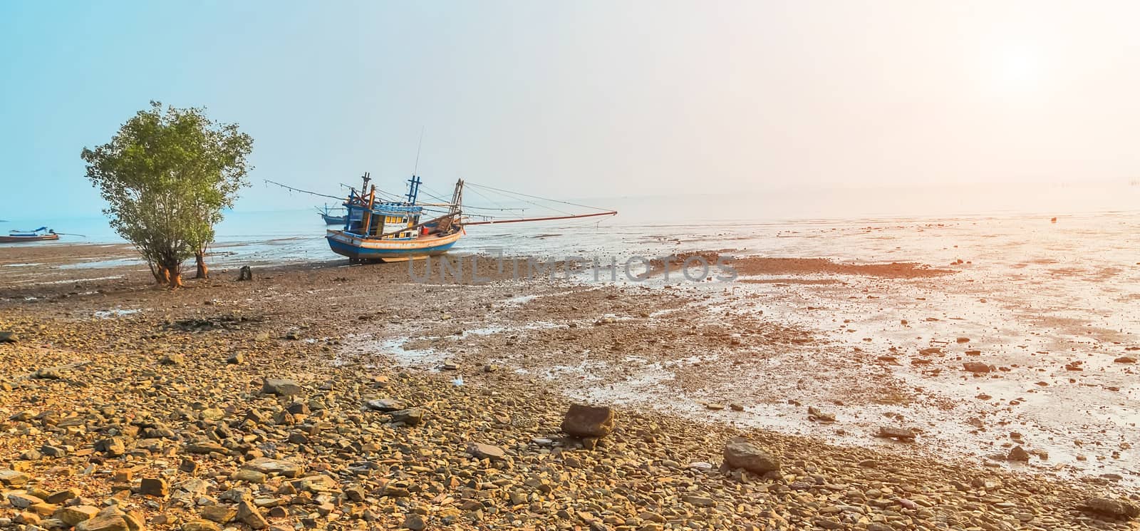 boat parking at the tropical beach landscape.