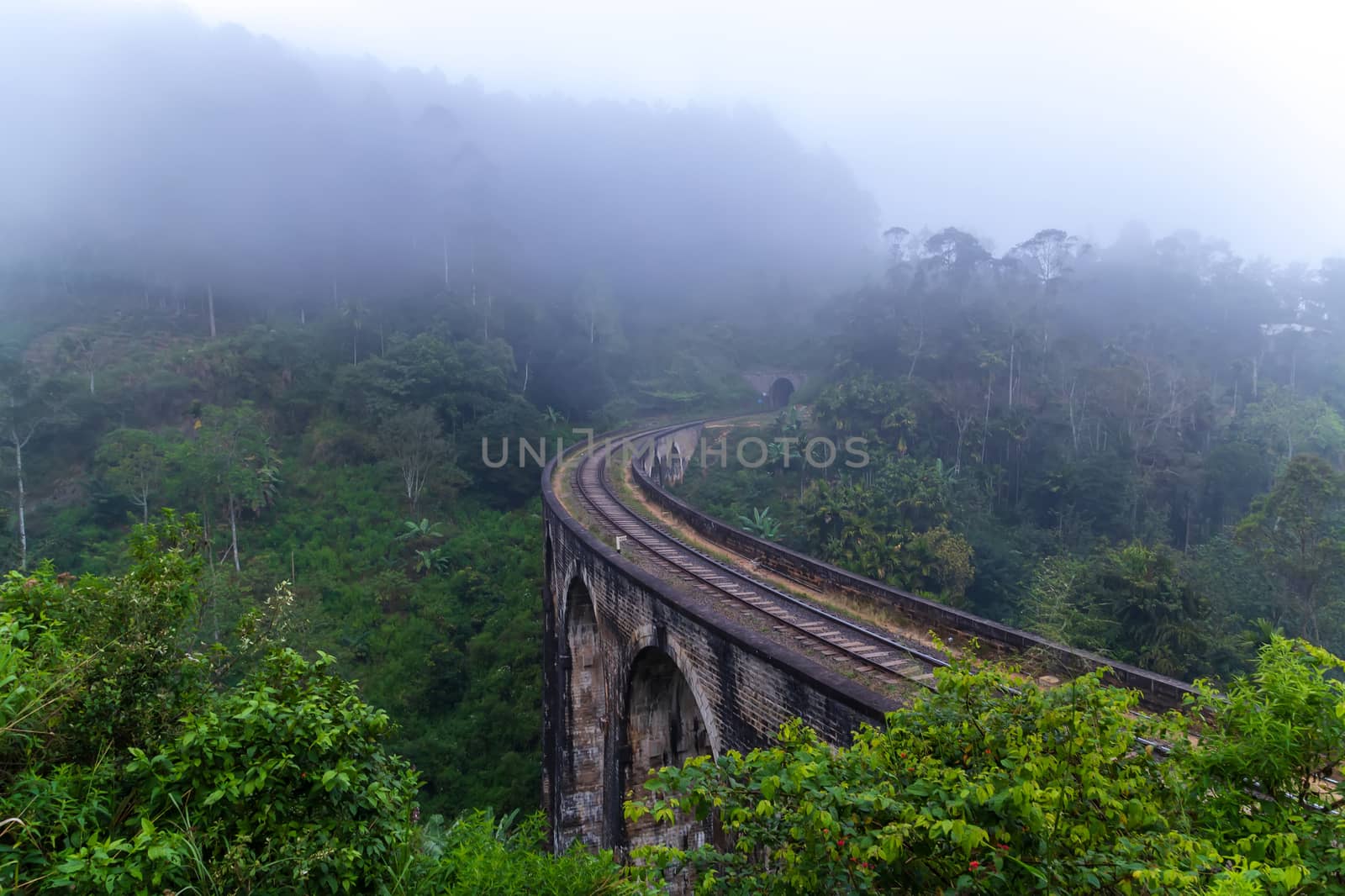 Nine Arch Bridge Railway Viaduct in Ceylon, Demodara - Tourist attractions in Badulla District, Sri Lanka.