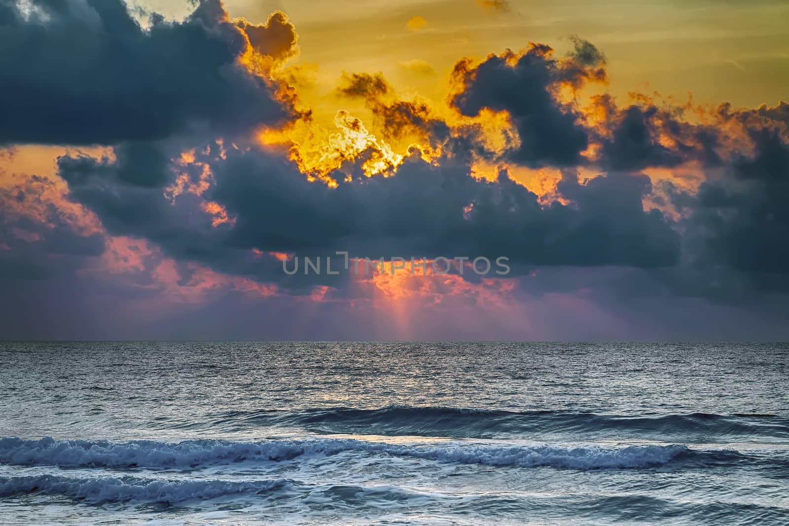 Beach landscape Sunset Florida Beach. Holiday travel concept Summer vacations.