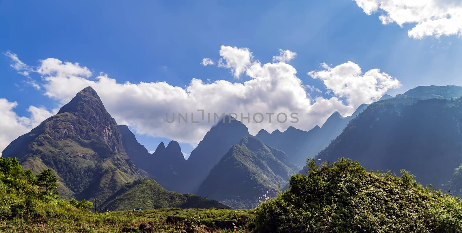 Mountain peaks himalayan fog scenery landscape top above the clouds