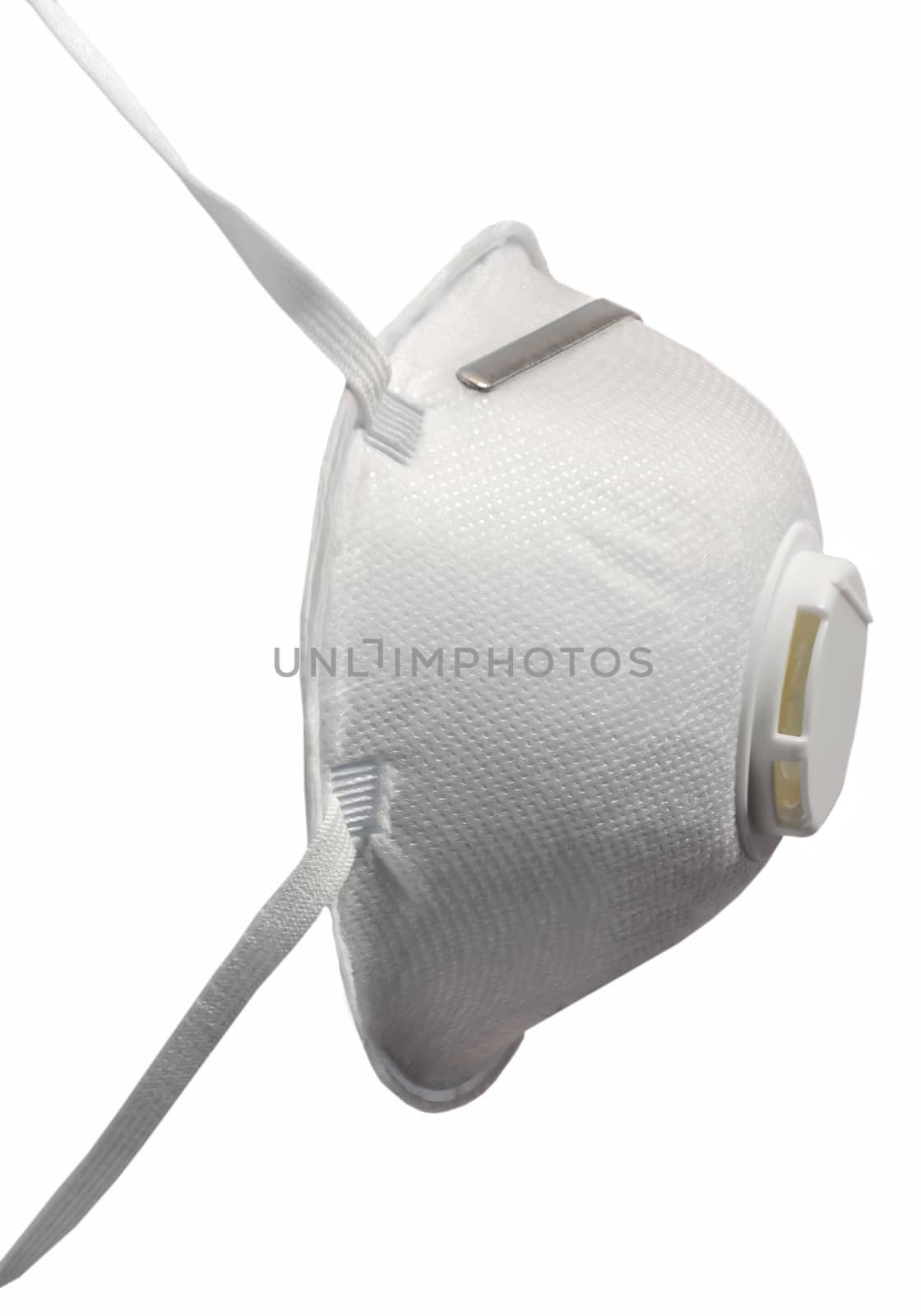 Protection mask. White medical face mask protection Virus epidemic Particulate Respirator sside view isolated on a white background.