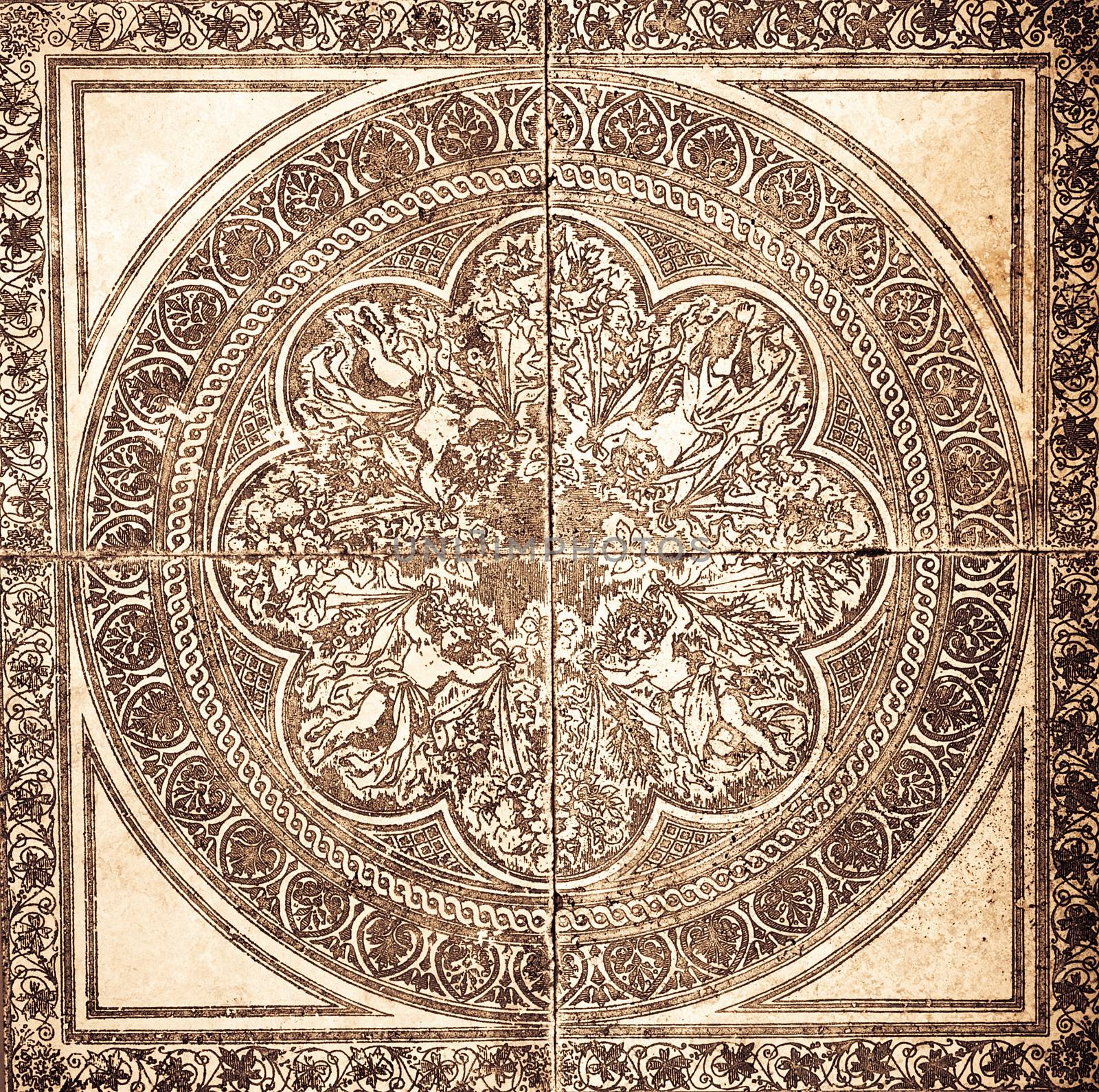arabesque marble texture abstract vintage background, floor tiles surface ornament flower pattern. Gorgeous seamless patchwork pattern from colorful Moroccan, Portuguese tiles, Azulejo.