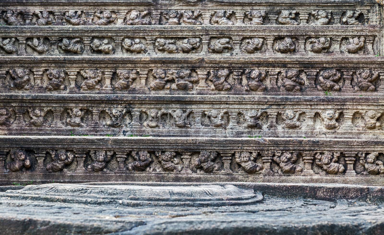 Ancient ruins in Polonnaruwa city temple - medieval capital of Ceylon, UNESCO, Sri Lanka